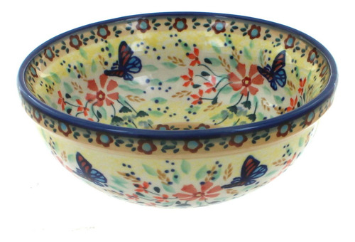 Cuenco Postre Mariposa Azul Ceramica Pulida Rosa