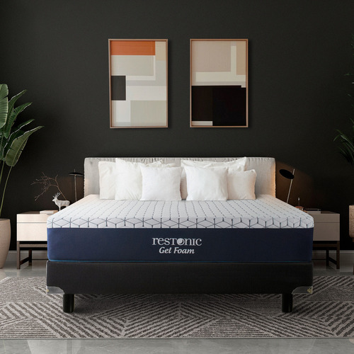 Colchón Restonic Gel Foam - Queen Size Mci Color Azul