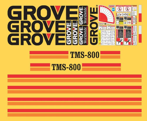 Kit De Calcomanías Para Grove Tms800 Con Franjas