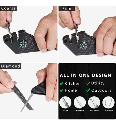 Afilador De Cuchillos De Bolsillo Con Cordón Portátil, Afila