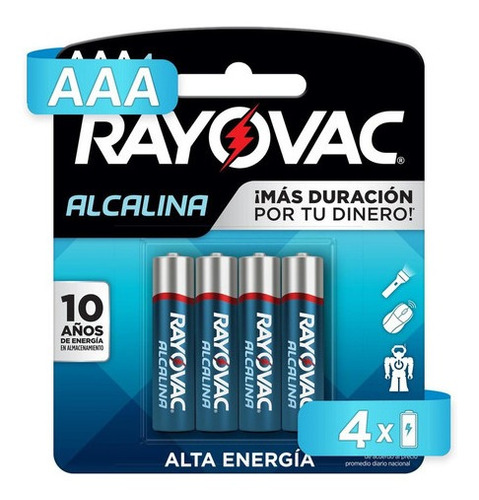 Pila Rayovac Alcalina Aaa Con 4 Unidades 1.5v 824-4la