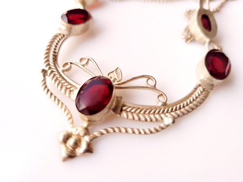 Imagen 1 de 7 de Cadena, Gargantilla, Collar En Plata 925 Y Granates