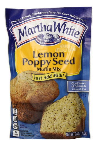 Harina De Muffins Martha White Lemon Poppy Seed 215g Amapola