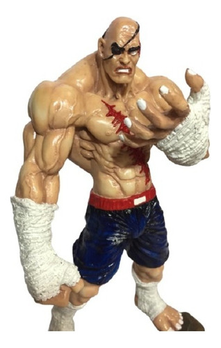 Boneco Estátua Sagat Em Resina 30cm Street Fighter