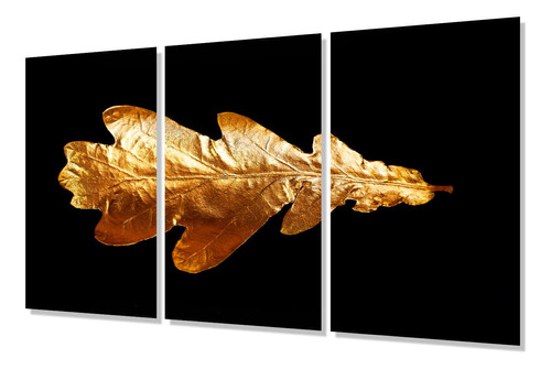 Cuadro Trip 80x120  Oro Hoja De Arbol Dorada Leaf Moderno