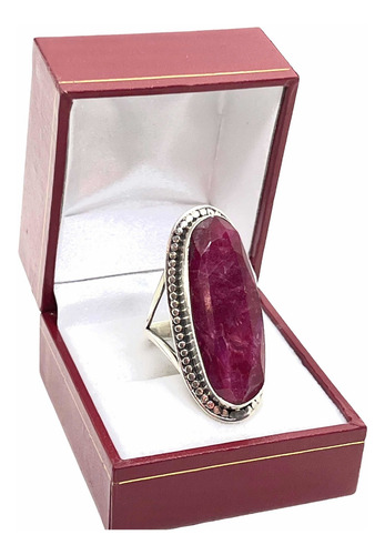 Imagen 4 de 8 de Anillo De Plata 925 Con Raíz De Rubi