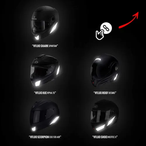 Vfluo - Kit De Pegatinas Reflectantes - Casco De Moto Roof .
