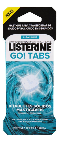 Enxaguante bucal Listerine Go! Tabs clean mint pacote x 8