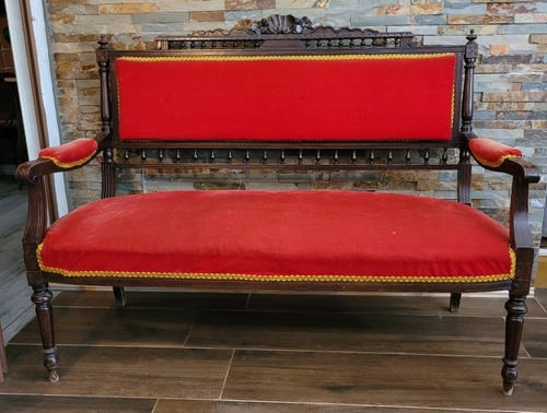 Antigua Butaca / Sofa /sillón Estilo Inglés Terciopelo Rojo 