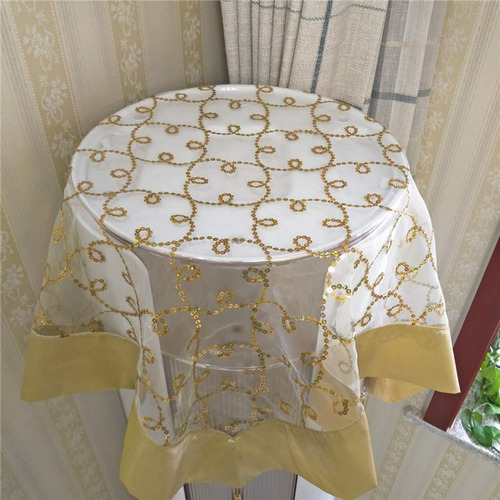 Mantel Cuadrado Dorado Brillante De Encaje Para Cocina, Té Y