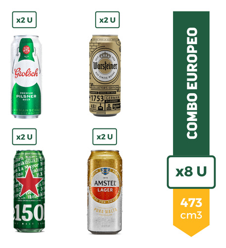 Cerveza Grolsch X2 Warsteiner X2 Heineken X2 Amstel Lager X2