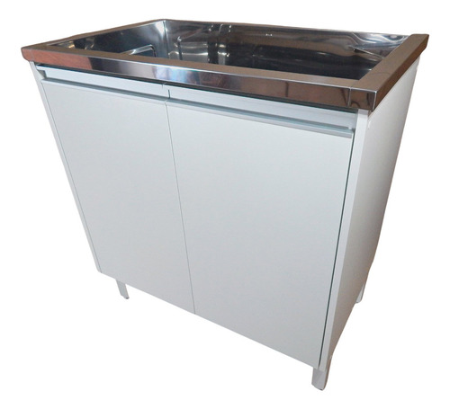Gabinete De Lavanderia Mdf 2 Portas + Tanque 47 Lts Inox