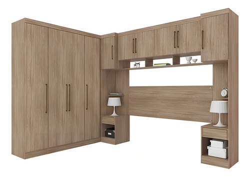 Guarda Roupa Demóbile Modena Modulado Casal 77001/03 Cor Nogal touch
