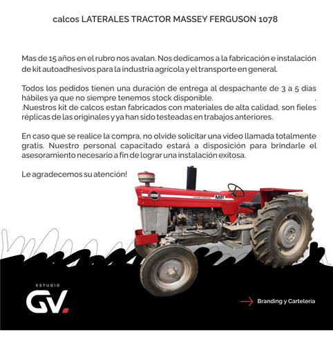 Kit De Calcos Símil Original Massey Ferguson 1098