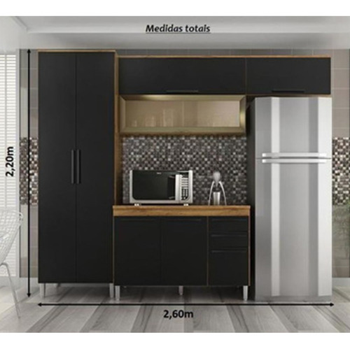 Imagem 2 de 3 de Armario De Cozinha Modulada 4 Peças Cristal Com Tampo - Cast