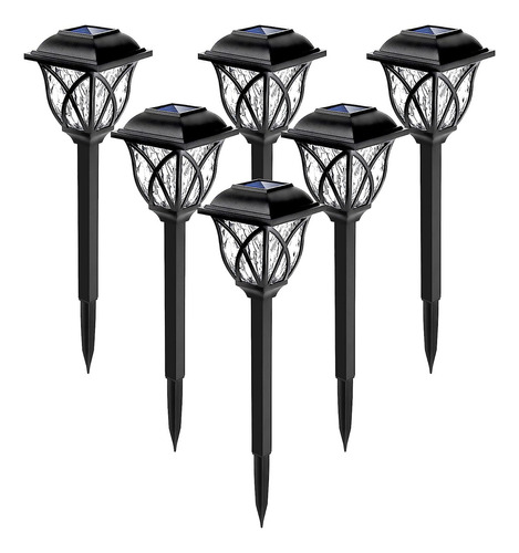 Pack De 6 Lámparas Solares Con Soporte Exterior Para Jardin Color Negro