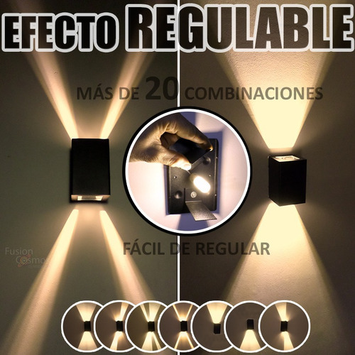 Imagen 3 de 10 de Aplique Bidireccional Exterior Jardin Efecto Rayos X Led 10w