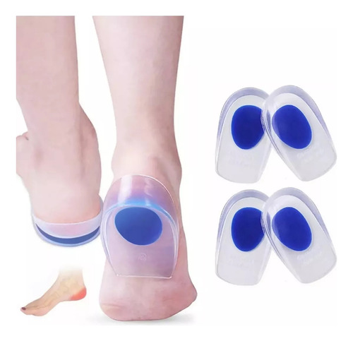 Pack X2 Taloneras Silicona Ortopédicas Marin Plantilla Para Espolón Calcáneo Fascitis Plantar Alivio Del Dolor Talón Gel Suave Antideslizante Unisex Talla Única Lavables Marin Plantillas De Gel
