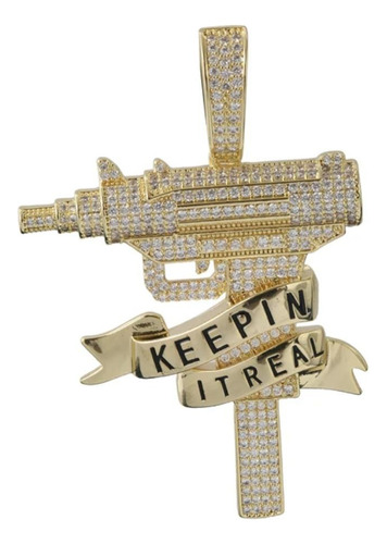 Cadena Colgante Uzi Ice Gold  Keepin Itreal  Enchapado Oro