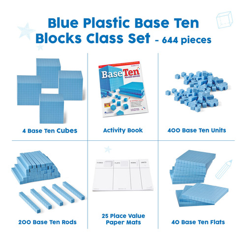 Juego De 10 Bloques Con Base De Plástico Hand2mind, 644 Unid