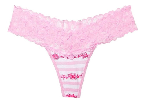 Imagen 1 de 4 de Tanga Panty Victoria's Secret De Algodón Elástico Con Encaje