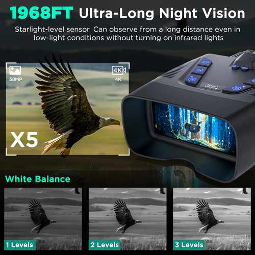 Gafas De Visión Nocturna 4k 58 Mp Batería --- Mah