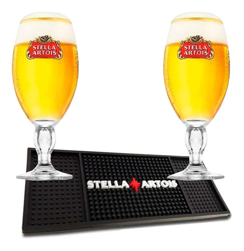 Juego De Vajilla Copas Cerveza + Beermat Bar Stella Artois 