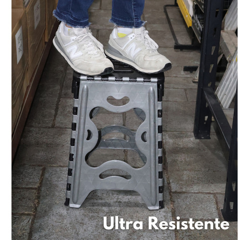 Banco Plegable Grande Portatil Plastico Soporta 120kg 3pz Acabado De La Estructura Mate Color Gris