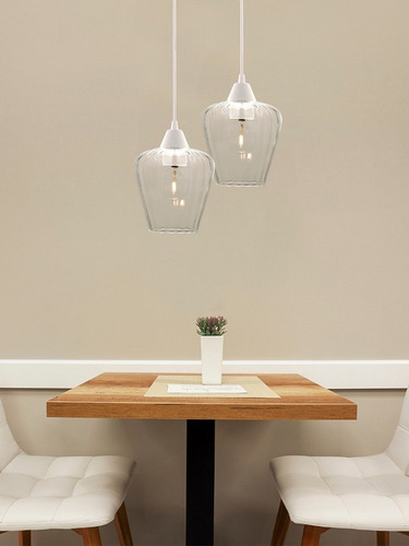 Pendente Lustre Layla Pp Vidro Transparente Taschibra Bivolt