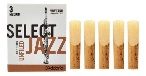 Kit 5 Palhetas Select Jazz - Unfiled - Sax Soprano 3 Medium