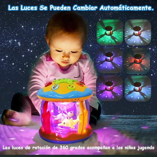 Juguetes musicales para bebés de 0 a 6, 6 a 12 meses, proyector giratorio  con luz para bebés de 0 a 3 a 6 meses, juguete sensorial para niños de 1 a  2