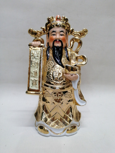 Buda Japonés En Porcelana Antigua Con Laminilla En Oro 24k
