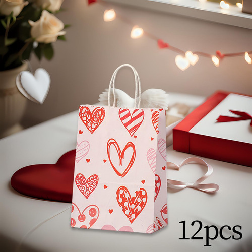 12 Uds. Bolsas De Regalo Para El Día De Valentín Con Asa,