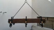 Comprar Lampara De Hierro Forjado Y Madera   Sala O Comedor 