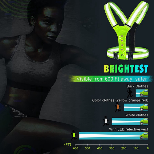 Chaleco Para Correr Reflectante Led, 3 Unidades, Elástico Y