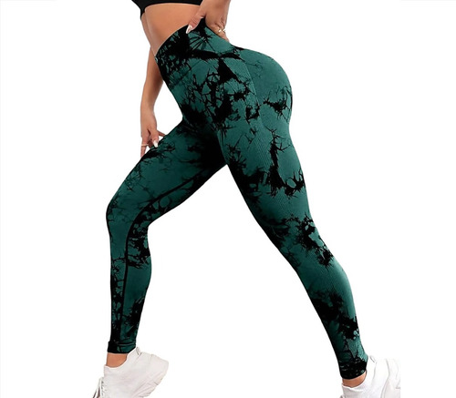 Leggins Deportivo Levanta Cola Tie Dye Gym Yoga Tiro Alto