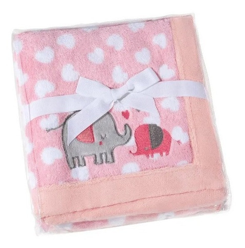 Manta Para Bebe Fleece Bordada Estampada Elefantinho 57348
