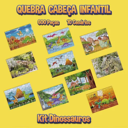 Kit 10 Quebra Cabeça Infantil - Era dos Dinossauros - 60 Peças Cada -  Akikola