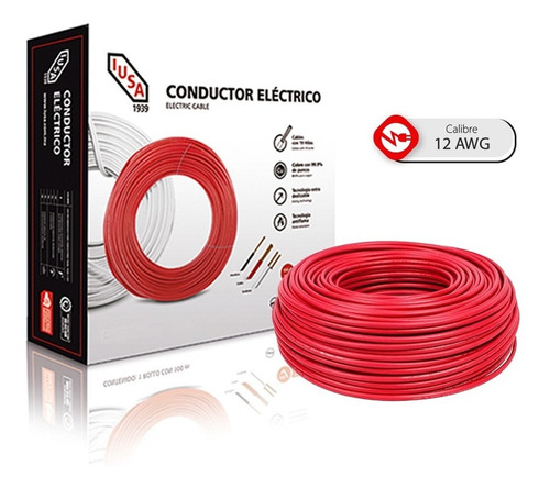 Cable Thw-ls /thhw-ls Cal. 12 Rojo Iusa 99.9% Cobre 100 Mt