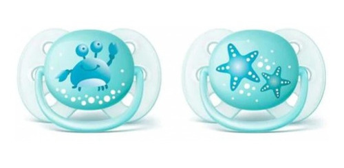 Imagem 1 de 2 de Chupeta Ultra Soft Dupla Decorada 0-6m Menino