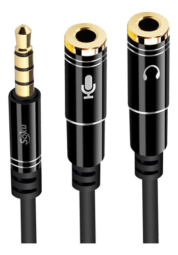 Soku Cable Divisor De Audio 3.5 Mm Mic Grabación Audifonos