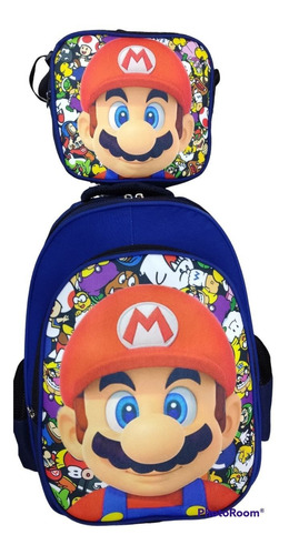 Morral Mochila Mario Bros+lonchera Escolar 