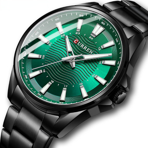 Relojes Luminosos De Acero Inoxidable Para Hombre Curren Color Del Fondo Negro/verde