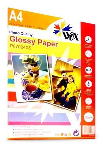 Papel Fotográfico Brillante 240g A4 X 20u En Oferta Loi