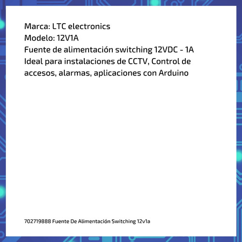 Fuente De Alimentación Switching 12v1a