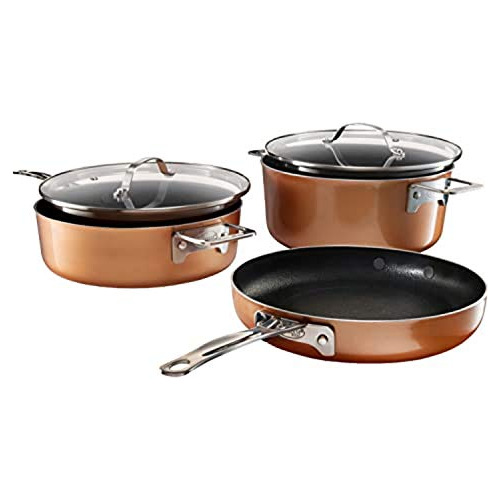 Stackable Pots And Pans Set  Stackmaster 5 Piece Coo...