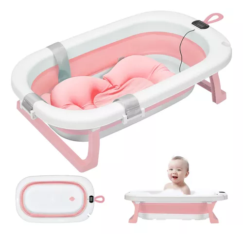 Tina De Baño Plegable Para Bebés Con Cojin Y Termómetro