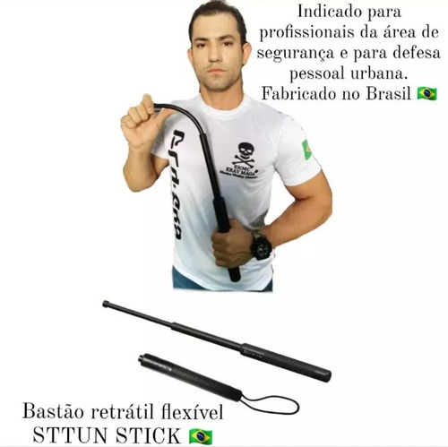 Bastão Tático Retrátil Flexível Sttun Stick + Coldre Cinto