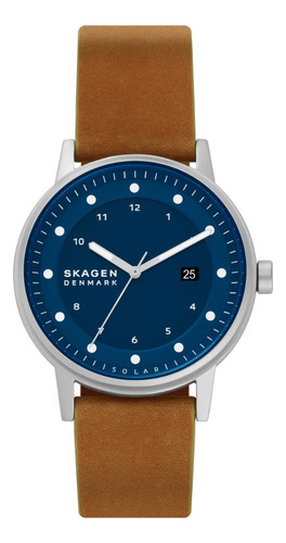 Relógio masculino Skagen, couro analógico, cor C, pulseira marrom