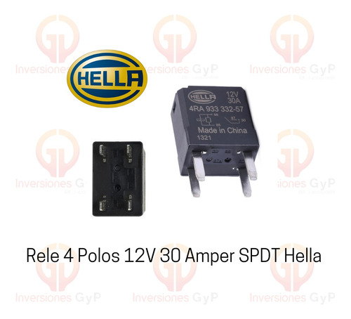 Rele (relay) 4 Polos 12v 30 Amper Spdt Hella